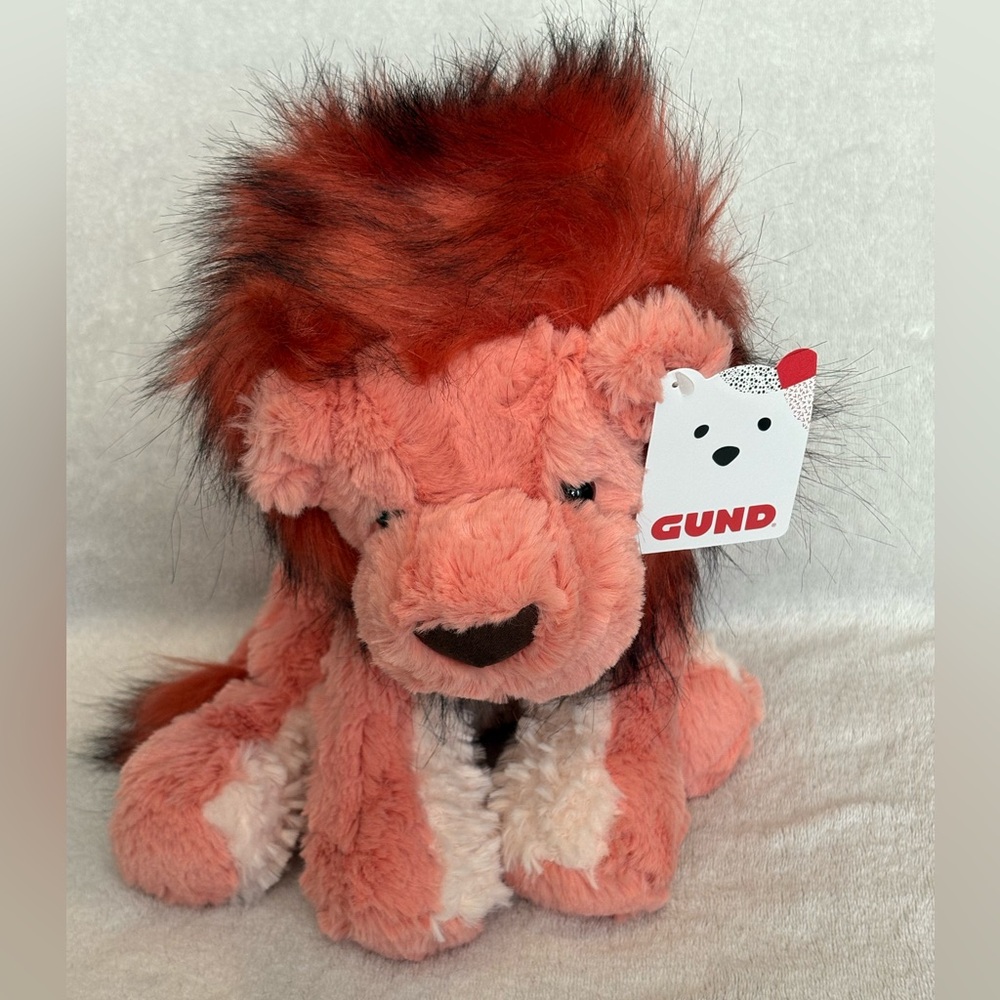 New Gund Cozys Collection Lion Soft Plush Stuffed Animal Toy Rust pink cream 10”